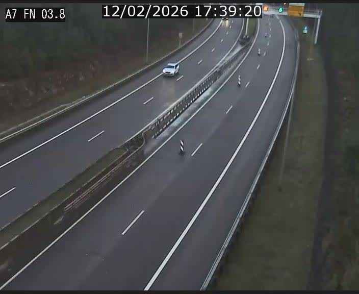 Caméra autoroute Luxembourg A7 - Passage à gibier Rëngelbour - direction Tunnel Stafelter
