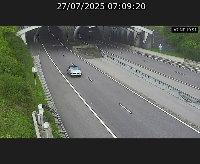 Caméra trafic Luxembourg - A7, Tunnel Gousselerbierg, entrée sud, direction Mersch