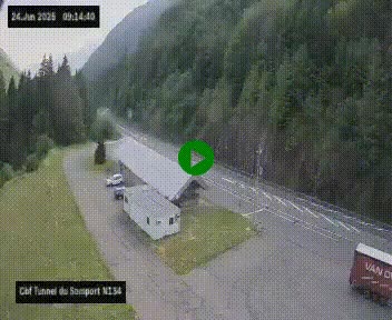 Webcam à l'entrée du tunnel du Somport, côté français, sur la N134, dans les Pyrénées, en direction de l'Espagne, à 1116 mètres d'altitude