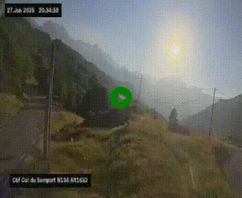 Webcam au col du Somport, côté français, sur la N134, dans les Pyrénées, en direction de l'Espagne, à 1632 mètres d'altitude
