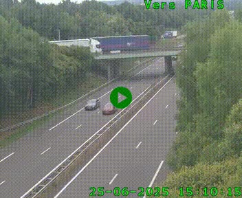 Caméra routière sur l'autoroute A20 au nord de Limoges, à la jonction avec la N520. Vue orientée vers Paris