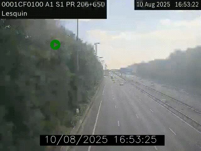 Webcam autoroute A1 à hauteur de Lesquin. Vue orientée vers Lille