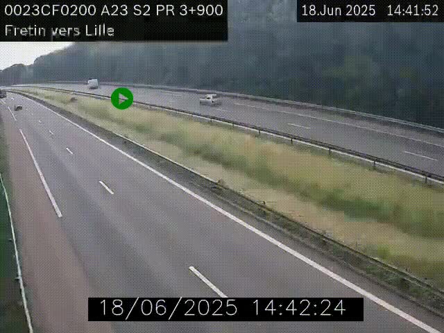 Webcam autoroute A23 à hauteur de Fretin. Vue orientée vers Lille