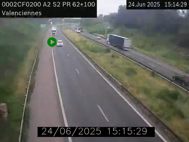 Webcam autoroute A2 à Valenciennes. Vue orientée vers Maubeuge et Mons (Belgique)