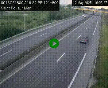 Webcam autoroute A16 à proximité de Dunkerque, à hauteur de la sortie Saint-Pol-sur-Mer. Vue orientée vers Calais