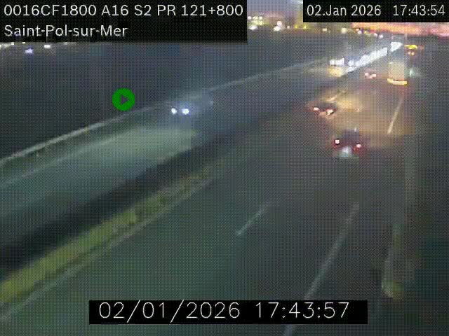 Webcam autoroute A16 à proximité de Dunkerque, à hauteur de la sortie Saint-Pol-sur-Mer. Vue orientée vers Calais