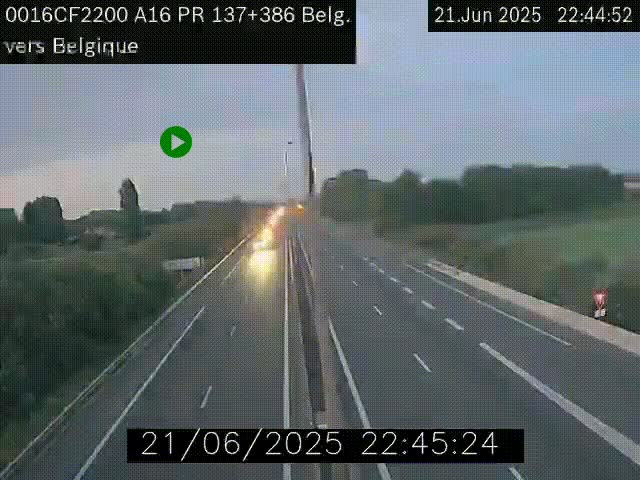 Webcam à la frontière franco-belge au niveau de Bray-Dunes/De-Panne sur l'autoroute A16. Vue orientée vers la Belgique