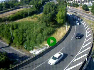 Caméra autoroute à la jonction entre l'A7 et la D301 (Boulevard urbain Sud de Lyon) à Feyzin, au sud de Lyon. Vue orientée vers Mions