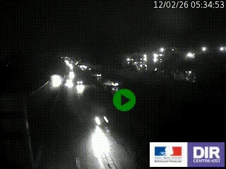Webcam trafic au bout de l'A42, à la jonction avec le Boulevard Périphérique Nord de Lyon (D383) à Villeurbanne. Vue orientée vers Marseille