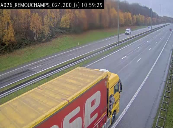 Webcam à hauteur de Spa entre la sortie Remouchamps et la sortie Stavelot. Vue orientée vers les Ardennes