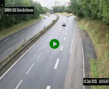 Webcam routière à hauteur de Bois-Guillaume en périphérie de Rouen. Vue orientée vers Rouen