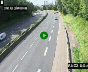 Webcam routière à hauteur de Bois-Guillaume en périphérie de Rouen. Vue orientée vers Rouen