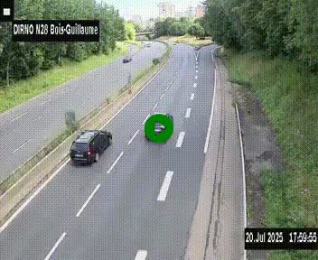 Webcam routière à hauteur de Bois-Guillaume en périphérie de Rouen. Vue orientée vers Rouen
