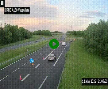 Webcam autoroute A150 à hauteur de La Vaupalière en périphérie de Rouen. Vue orientée vers Rouen
