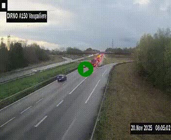 Webcam autoroute A150 à hauteur de La Vaupalière en périphérie de Rouen. Vue orientée vers Rouen