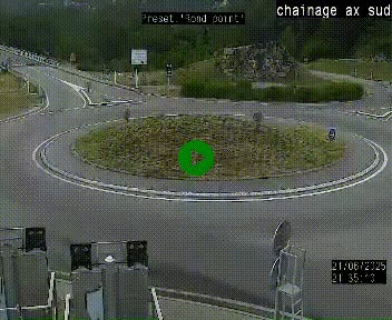 Webcam au nord d'Ax-les-Thermes au niveau de l'aire de chaînage de la N20. Vue orientée vers les Pyrénées, en direction de Pas de la Case