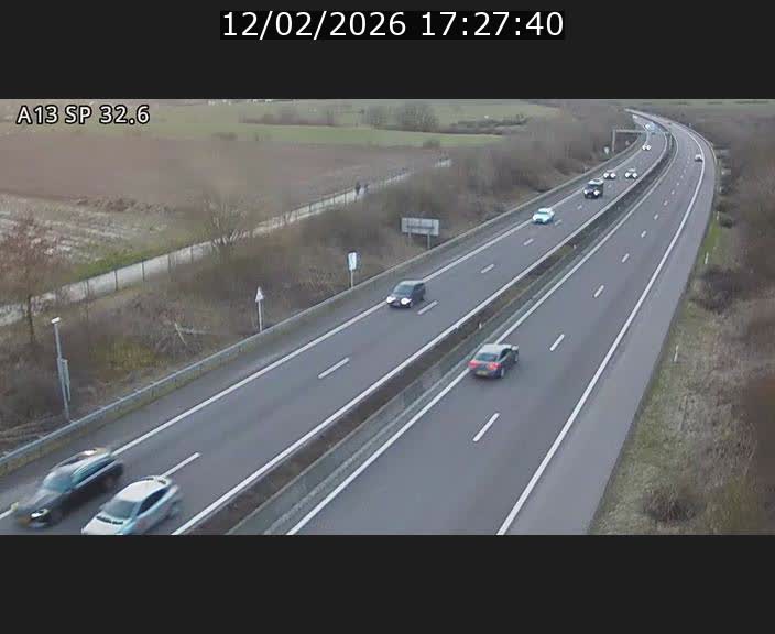 Webcam info trafic A13 à hauteur de Mondorf-les-bains. Vue orientée vers Altwies