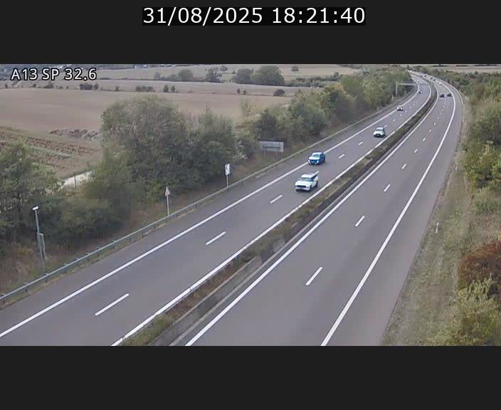 Webcam info trafic A13 à hauteur de Mondorf-les-bains. Vue orientée vers Altwies
