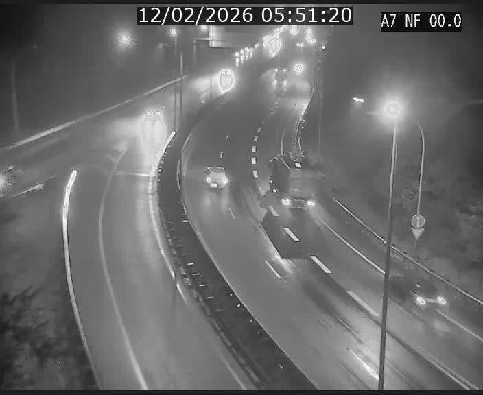 Caméra autoroute Luxembourg A7 - Echangeur A1/A7 Grünewald direction Tunnel Stafelter