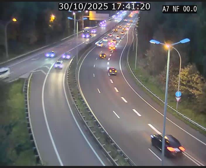 Caméra autoroute Luxembourg A7 - Echangeur A1/A7 Grünewald direction Tunnel Stafelter
