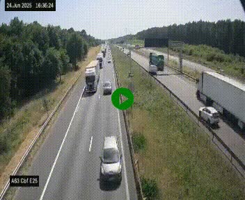Webcam autoroute A63 en périphérie de Bordeaux au sud-est de la ville, en provenance du bassin d'Arcachon. Vue orientée vers Bordeaux