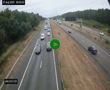 Webcam autoroute A63 en périphérie de Bordeaux au sud-est de la ville, en provenance du bassin d'Arcachon. Vue orientée vers Bordeaux
