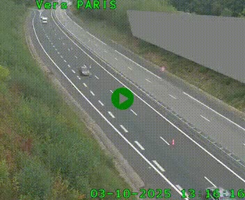 Caméra routière sur l'autoroute A20 à Saint-Pardoux-l'Ortigier, à la jonction avec l'A89. Vue orientée vers Paris