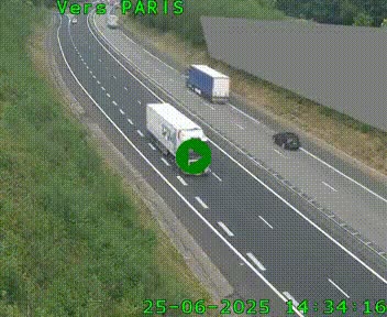 Caméra routière sur l'autoroute A20 à Saint-Pardoux-l'Ortigier, à la jonction avec l'A89. Vue orientée vers Paris