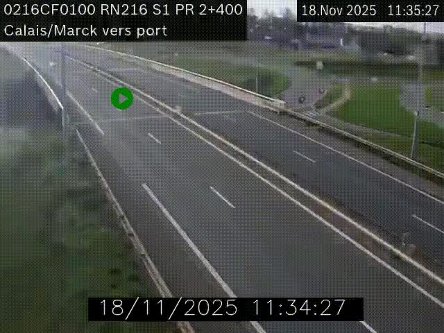 Webcam à Calais sur A216 (N216) en direction du port (harbour) de Calais.