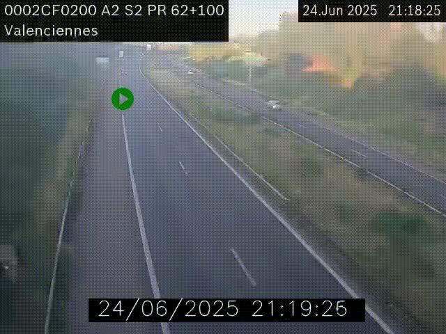 Webcam autoroute A2 à Valenciennes. Vue orientée vers Maubeuge et Mons (Belgique)