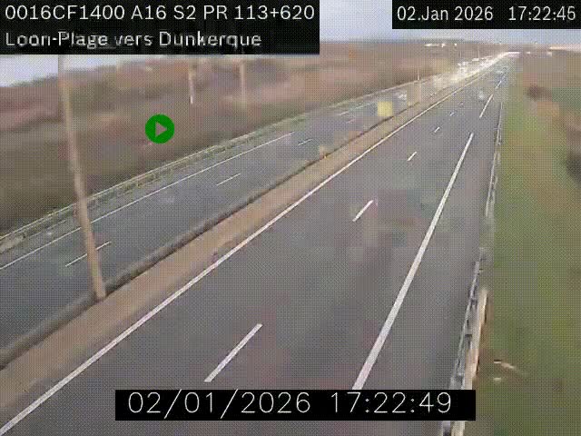 Webcam autoroute A16 à hauteur de Loon-Plage. Vue orientée vers Dunkerque et la Belgique.