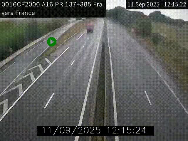 Webcam à la frontière franco-belge au niveau de Bray-Dunes/De-Panne sur l'autoroute A16. Vue orientée vers Calais