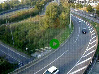 Caméra autoroute à la jonction entre l'A7 et la D301 (Boulevard urbain Sud de Lyon) à Feyzin, au sud de Lyon. Vue orientée vers Mions