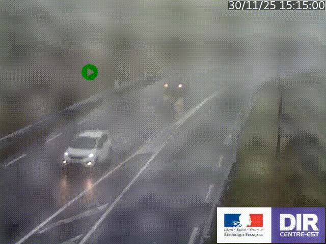 Webcam sur le col Pin Bouchain, vue orientée vers Roanne, en provenance de Lyon sur la nationale 7 (N7)