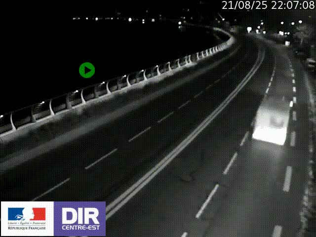 Webcam sur le quai Parjot à Vienne, aux Portes de Lyon, sur la Nationale 7, à la jonction avec le boulevard du Rhône-nord (D1407), caméra orientée vers Lyon