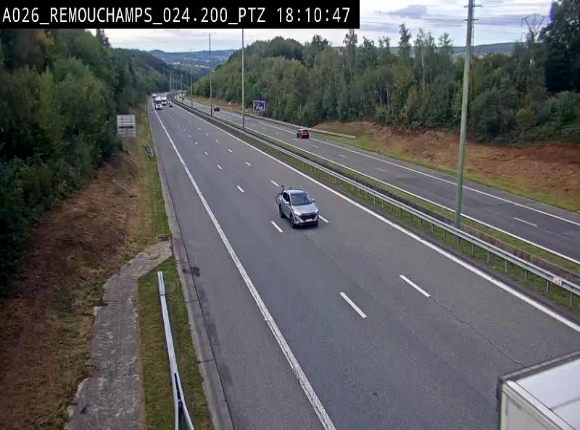 Webcam E25/A26 à Aywalle, à hauteur de Spa. Vue orientée vers Liège