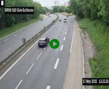 Webcam routière à hauteur de Bois-Guillaume en périphérie de Rouen. Vue orientée vers Rouen