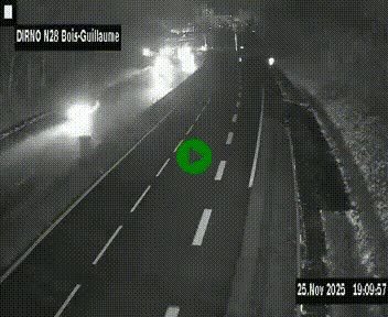 Webcam routière à hauteur de Bois-Guillaume en périphérie de Rouen. Vue orientée vers Rouen