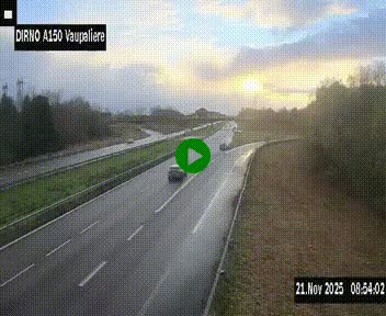 Webcam autoroute A150 à hauteur de La Vaupalière en périphérie de Rouen. Vue orientée vers Rouen