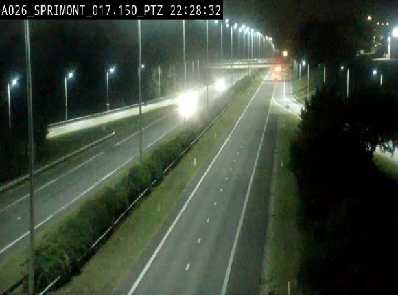 Webcam A26 (E25) à Sprimont, sur l'autoroute entre Liège et Arlon. Vue orientée vers le Luxembourg