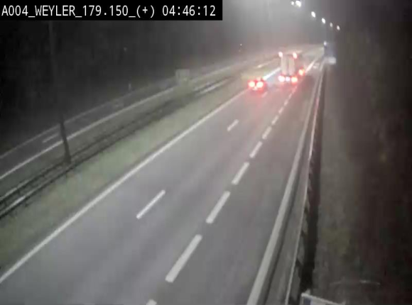 Webcam entre la sortie Arlon et la sortie Weyler sur l'E411. Vue orientée vers Luxembourg