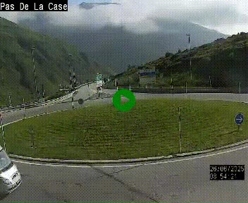 Webcam sur la N22 au niveau du poste frontière entre la France et Andorre à proximité de Pas de la Case à plus de 2000 mètres d'altitude