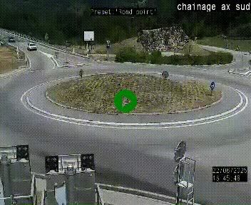 Webcam au nord d'Ax-les-Thermes au niveau de l'aire de chaînage de la N20. Vue orientée vers les Pyrénées, en direction de Pas de la Case
