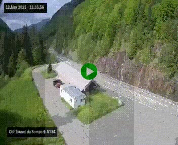 Webcam à l'entrée du tunnel du Somport, côté français, sur la N134, dans les Pyrénées, en direction de l'Espagne, à 1116 mètres d'altitude