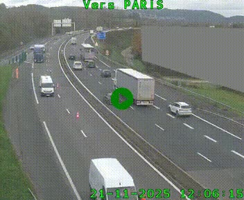 Caméra routière sur l'autoroute A20 à Brive-la-Gaillarde, à la jonction avec l'A89. Vue orientée vers Paris