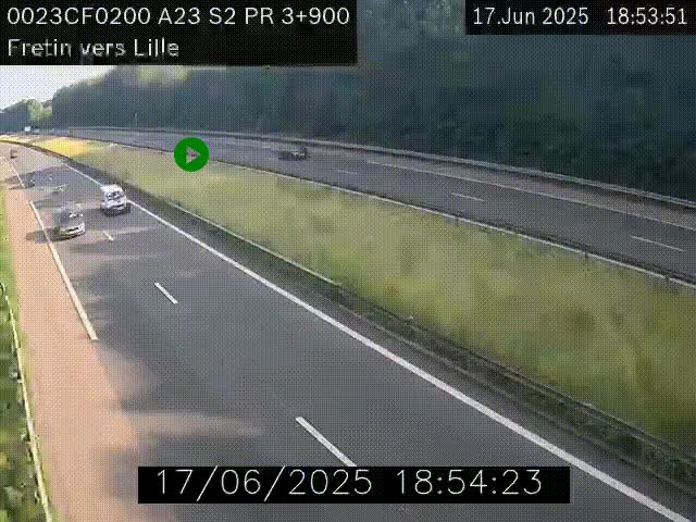 Webcam autoroute A23 à hauteur de Fretin. Vue orientée vers Lille