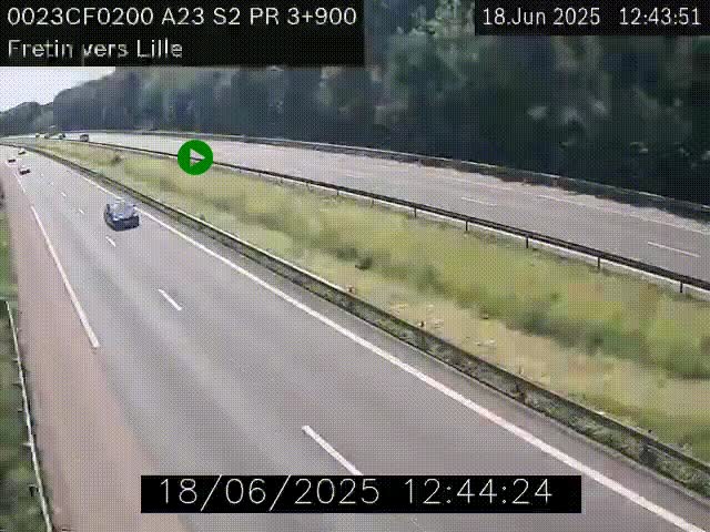 Webcam autoroute A23 à hauteur de Fretin. Vue orientée vers Lille