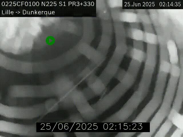 Webcam autoroute A25 (N225) à hauteur de Bergues (Bierne). Vue orientée vers Dunkerque.