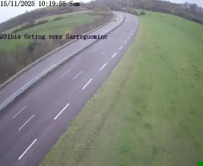 Webcam installée le long de D31bis (France) à Oeting, pointée vers Sarreguemines, utile pour suivre précisément les conditions de trafic.