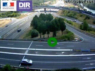 Webcam traffic à Grenoble-sud sur l'autoroute A480. Vue orientée vers l'entrée et la sortie de Grenoble